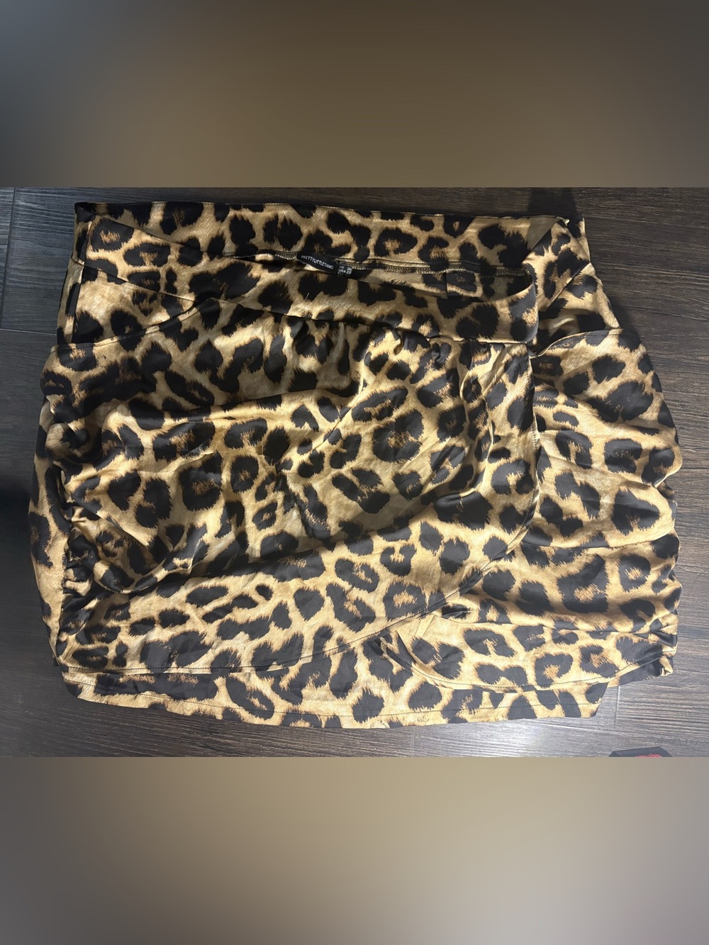 PrettyLittleThing Leopard Print Satin Mini Skirt - Brown & Black